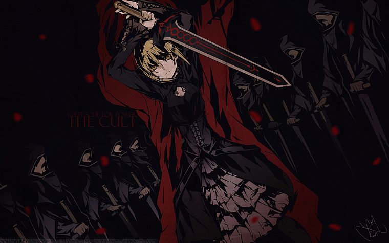 Fate/Stay Night (Судьба), темнота, платье, оружие, Type-Moon, черное платье, Сабля, мечи, Сабля Alter, Fate series (Судьба) - обои на рабочий стол