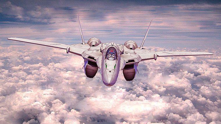 самолеты, механизм, Macross Frontier, реактивный самолет, небо - обои на рабочий стол