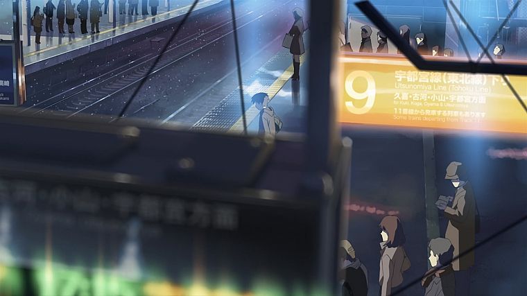 Макото Синкай, вокзалы, 5 сантиметров в секунду, железнодорожная - обои на рабочий стол
