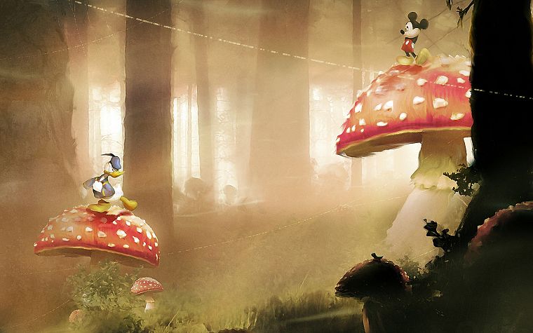 Disney Company, грибы, Микки Маус, Дональд Дак - обои на рабочий стол
