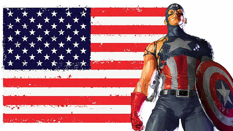 Капитан Америка, Американский флаг - обои на рабочий стол