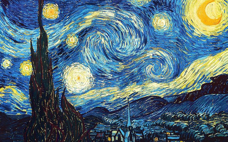 картины, ночь, Винсент Ван Гог, Звездная ночь - обои на рабочий стол