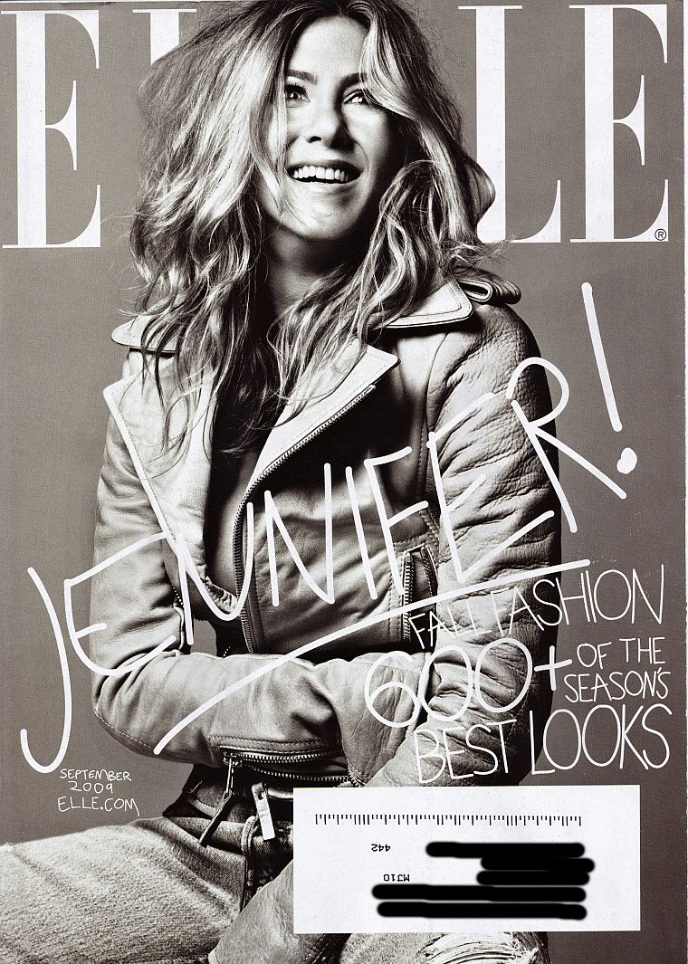 Дженнифер Энистон, оттенки серого, монохромный, журнал Elle - обои на рабочий стол