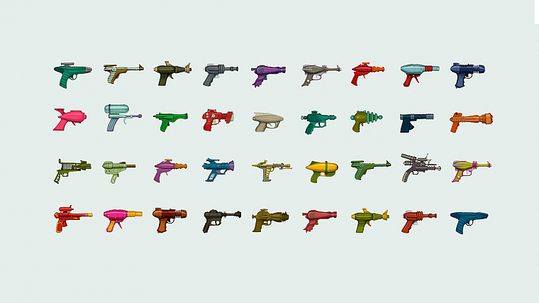 пистолеты, многоцветный, rayguns - обои на рабочий стол