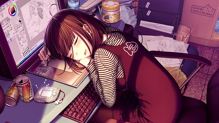 мультфильмы, Sayori Neko Работы, Оекаки Musume - обои на рабочий стол