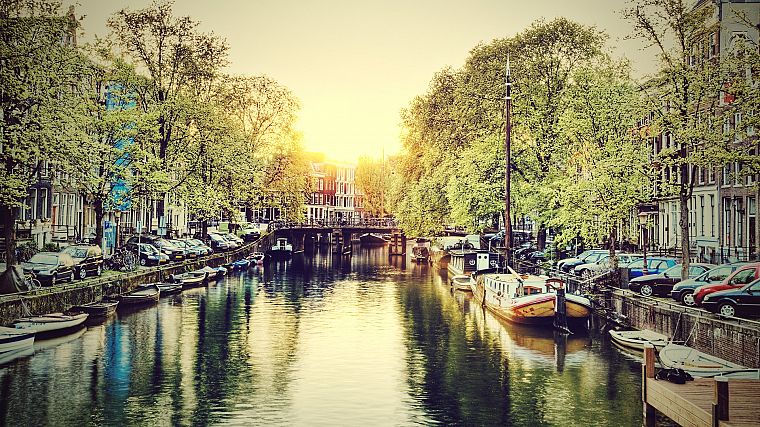 города, Амстердам, HDR фотографии, реки - обои на рабочий стол