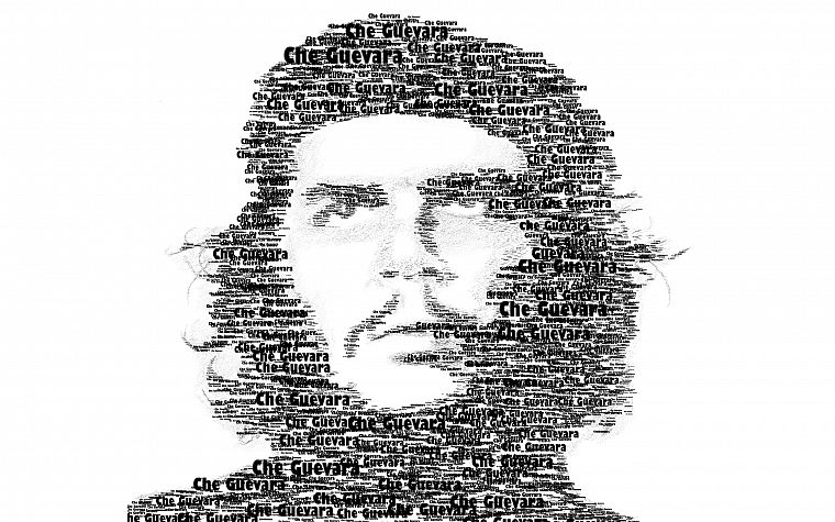 черный цвет, белый, Че, книгопечатание, мятежник, Че Гевара, типографская портрет - обои на рабочий стол