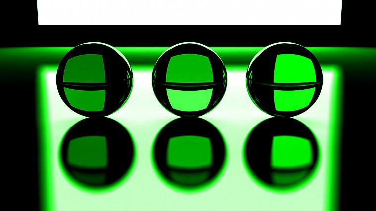 зеленый, три, хрустальный шар - обои на рабочий стол
