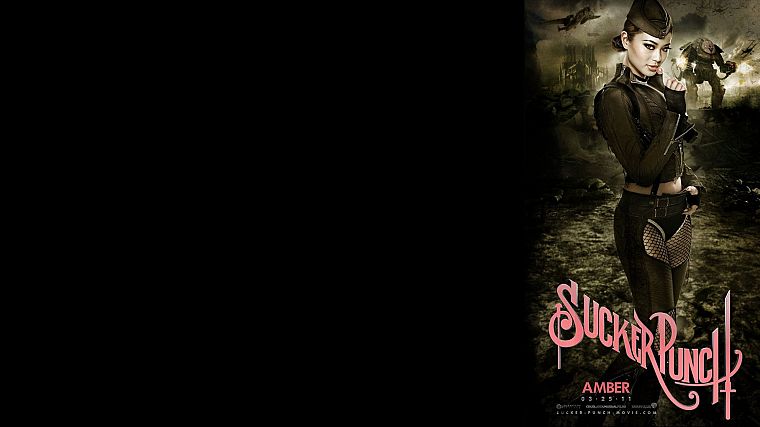Sucker Punch, постеры фильмов, Джэми Чунг, темный фон - обои на рабочий стол