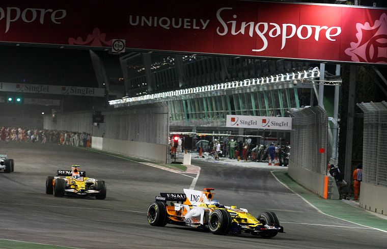 автомобили, Сингапур, Формула 1, Renault, гоночные автомобили - обои на рабочий стол
