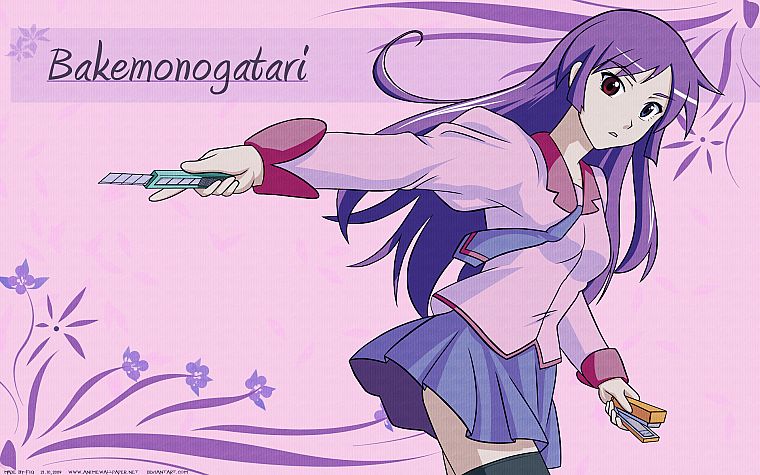 школьная форма, Bakemonogatari (Истории монстров), Сендзегахара Hitagi, аниме, серия Monogatari - обои на рабочий стол