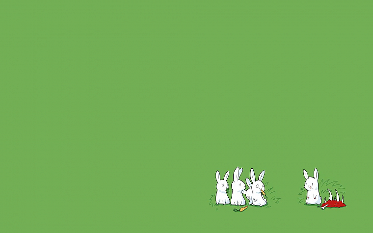 зеленый, минималистичный, кролики, морковь - обои на рабочий стол