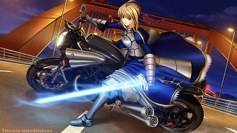 ночь, доспехи, Сабля, мотоциклы, Fate / Zero, Fate series (Судьба) - обои на рабочий стол