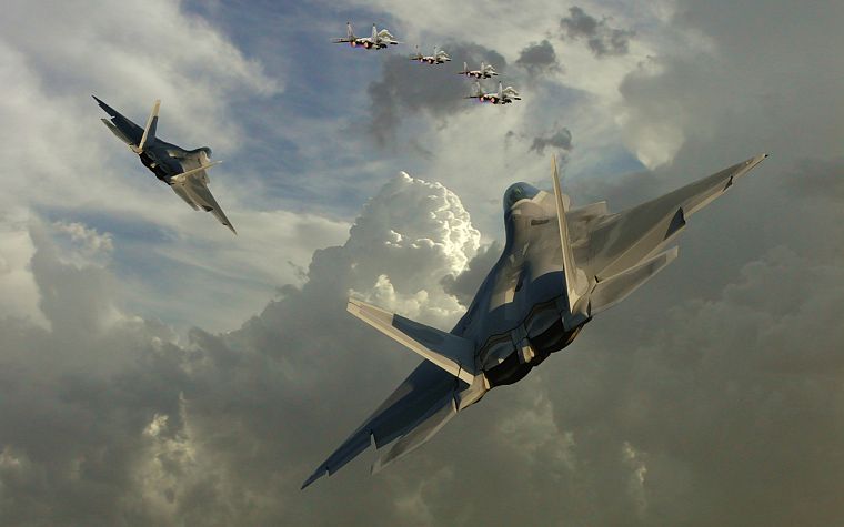 самолет, F-22 Raptor, транспортные средства - обои на рабочий стол