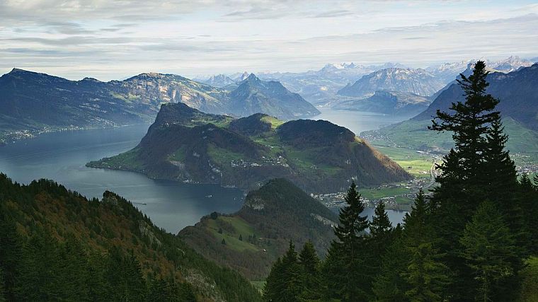 горы, Швейцария, Альпы, люцерна - обои на рабочий стол