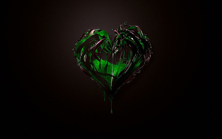 зеленый, абстракции, сердца, Зеленый Сердце - обои на рабочий стол