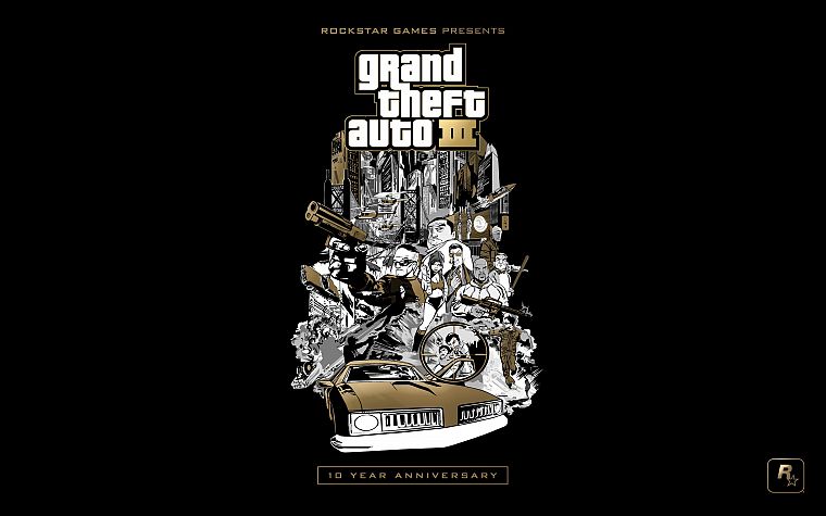 видеоигры, золото, Grand Theft Auto, евро, Rockstar Games, темный фон, Grand Theft Auto III - обои на рабочий стол