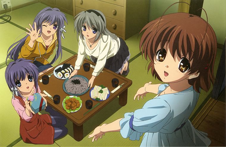 Clannad, Сакагами Томое, Фурукава Нагиса, Fujibayashi Kyou, Fujibayashi Ryou - обои на рабочий стол