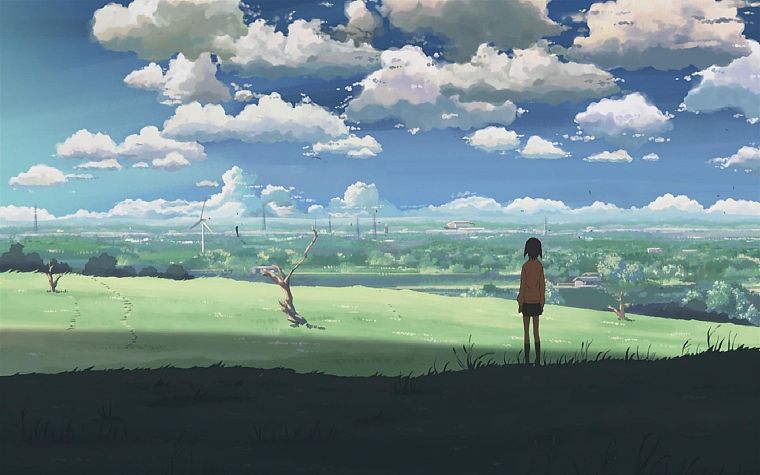 облака, пейзажи, Макото Синкай, 5 сантиметров в секунду, аниме - обои на рабочий стол