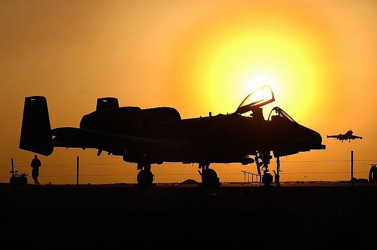 закат, самолет, военный, самолеты, транспортные средства, А-10 Thunderbolt II - обои на рабочий стол