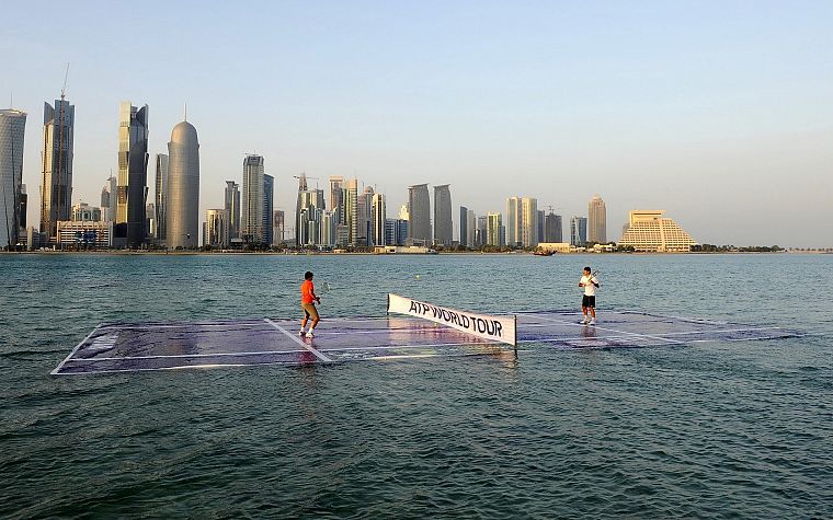 пейзажи, смешное, теннис, Роджер Федерер, Рафаэль Надаль, Катар - обои на рабочий стол