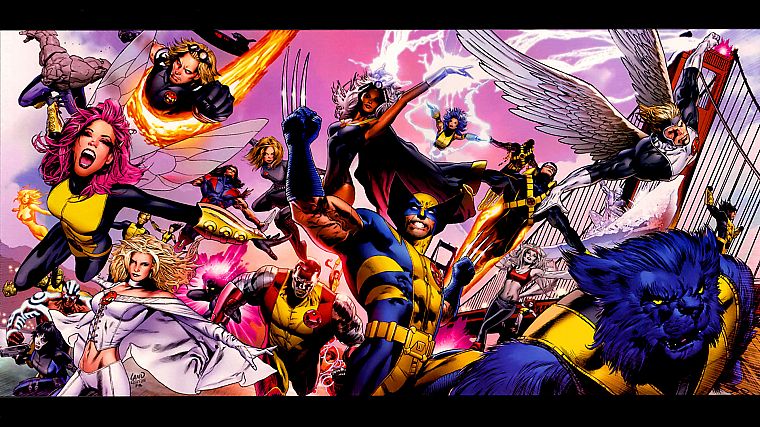 комиксы, X-Men, уроженец штата Мичиган, Марвел комиксы, Архангел, Циклоп, Шторм ( комиксы характер ), Хэнк Маккой ( Зверь ) - обои на рабочий стол