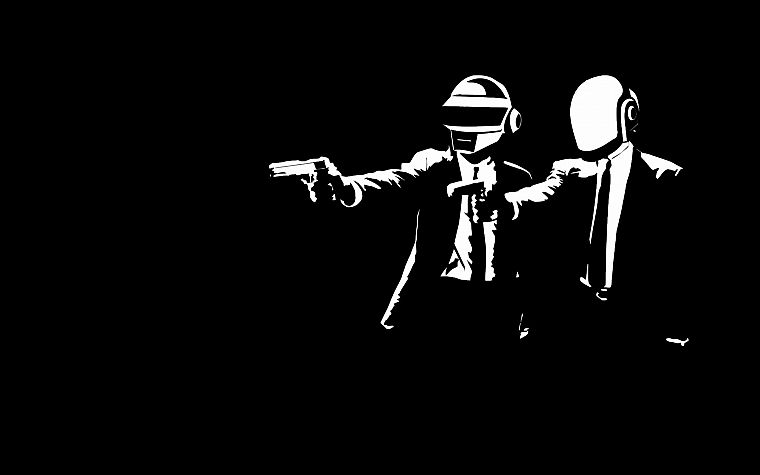 Daft Punk, Криминальное чтиво, темный фон - обои на рабочий стол