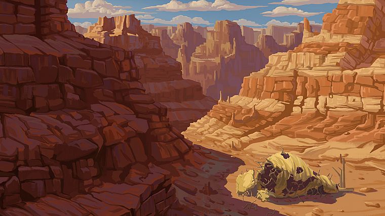 пустыня, каньон, произведение искусства - обои на рабочий стол