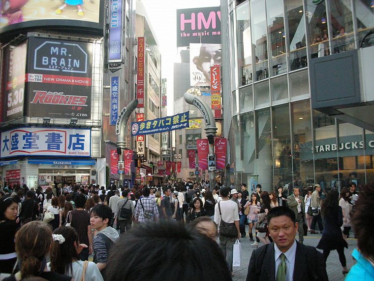 Япония, Токио, улицы, Азиаты/Азиатки, реклама, Сибуя - обои на рабочий стол