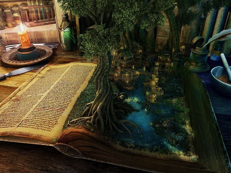 фантазия, Фэнтази, книги, магия, алхимия, колдовство - обои на рабочий стол