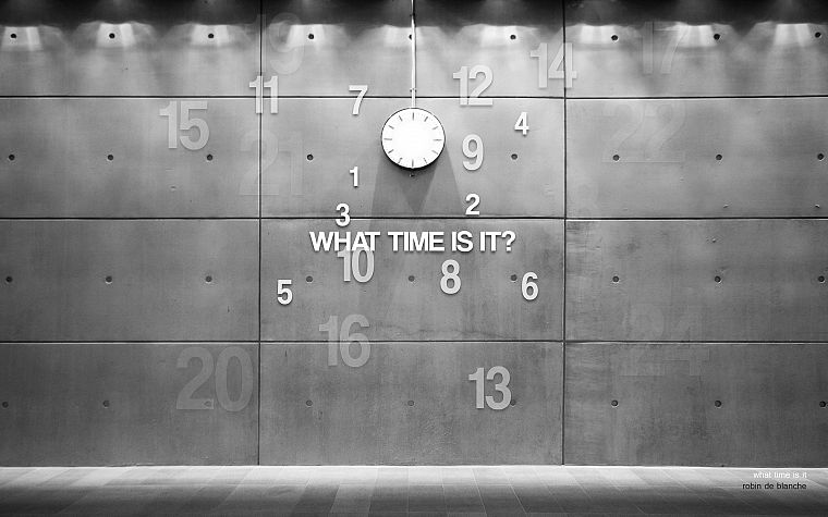черно-белое изображение, стена, часы, современный - обои на рабочий стол