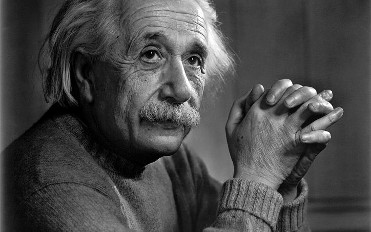 Альберт Эйнштейн, монохромный, оттенки серого - обои на рабочий стол