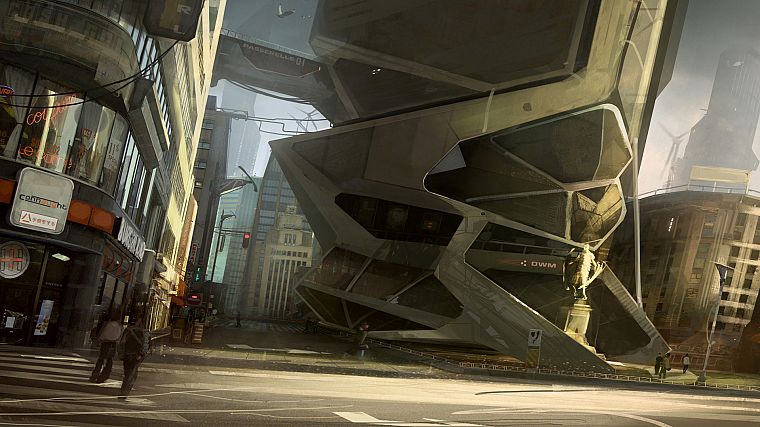 города, архитектура, здания, концепт-арт, современный, произведение искусства, Deus Ex : Human Revolution - обои на рабочий стол