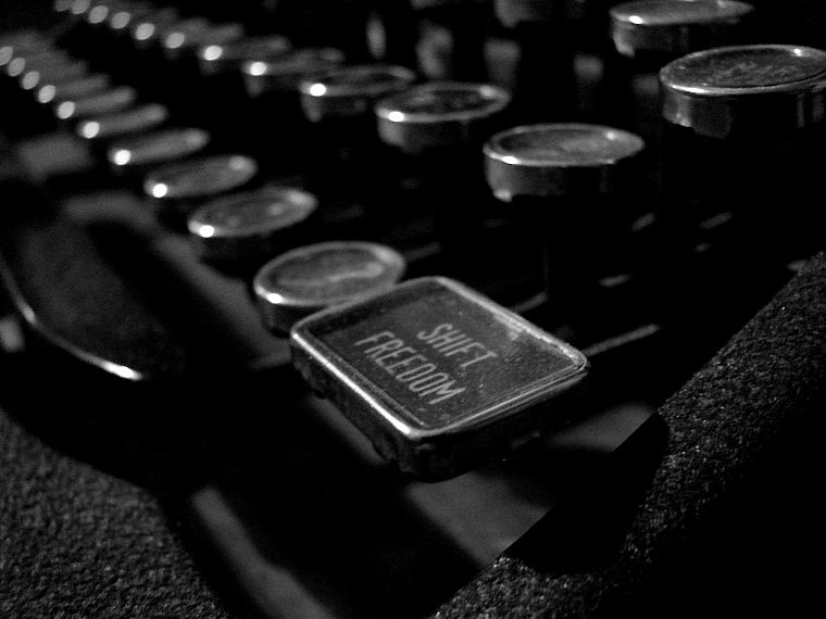 клавишные, оттенки серого, монохромный, пишущие машинки - обои на рабочий стол