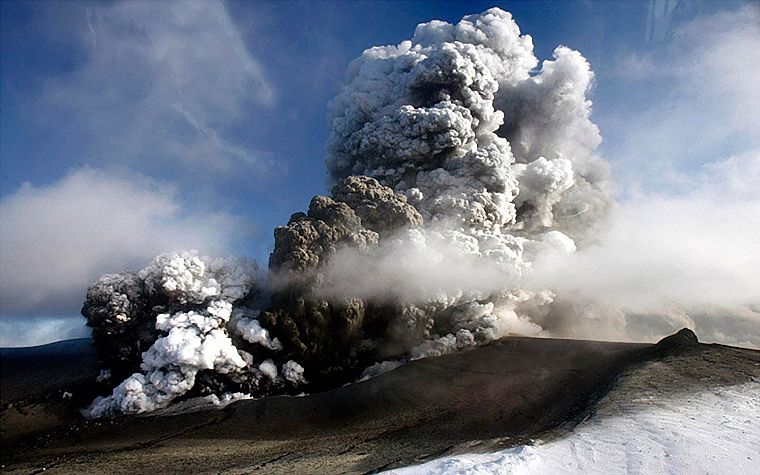 вулканы, дым, Исландия - обои на рабочий стол
