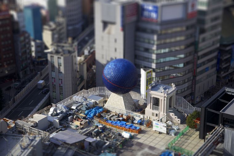 Япония, синий, города, яйца, здания, Осака, сдвигом и наклоном - обои на рабочий стол
