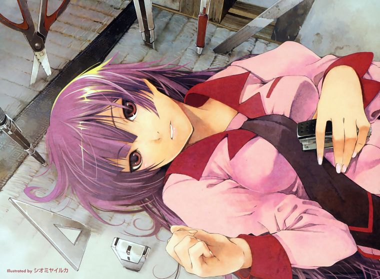 школьная форма, Bakemonogatari (Истории монстров), Сендзегахара Hitagi, аниме девушки, серия Monogatari - обои на рабочий стол