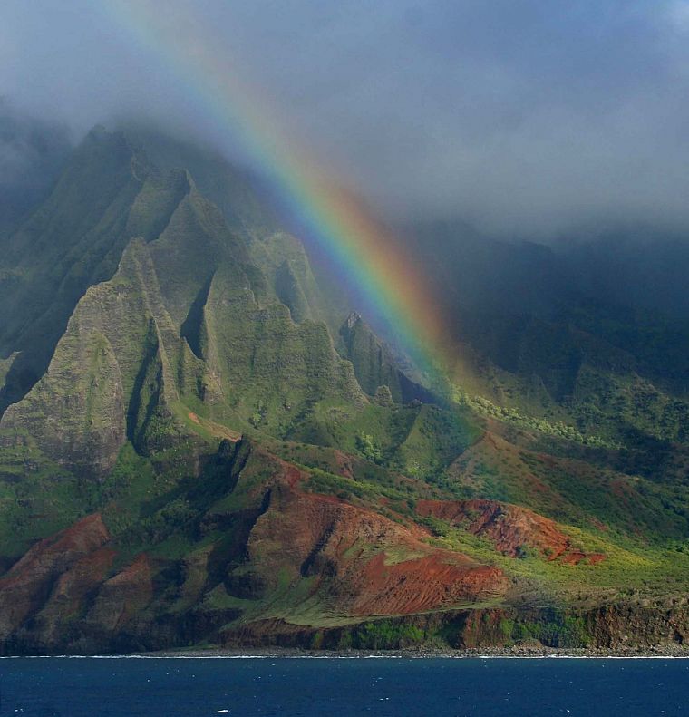 природа, Гавайи, острова, радуга - обои на рабочий стол