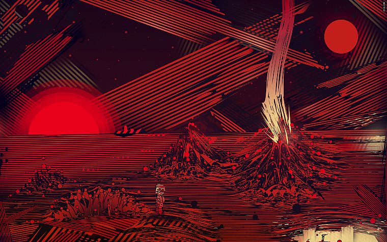 космическое пространство, красный цвет, Марс, произведение искусства, Матей Апостолеску - обои на рабочий стол