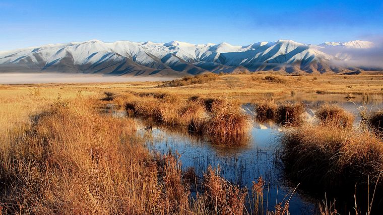 горы, пейзажи, природа, Новая Зеландия, болото - обои на рабочий стол