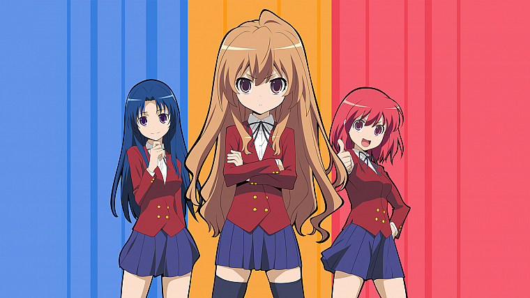 школьная форма, Айсака Тайга, Кусиэда Минори, Toradora, Кавасима Ами, аниме, аниме девушки - обои на рабочий стол