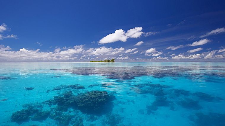 океан, риф, небо - обои на рабочий стол
