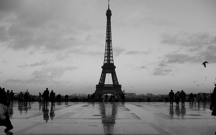 Эйфелева башня, Париж, монохромный - обои на рабочий стол