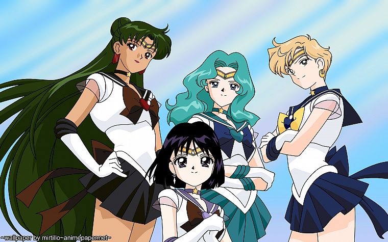 Сейлор Уран, Сэйлор Нептун, Сейлор Плутон, аниме девушки, морская форма, Сейлор Сатурн, Bishoujo Senshi Sailor Moon - обои на рабочий стол