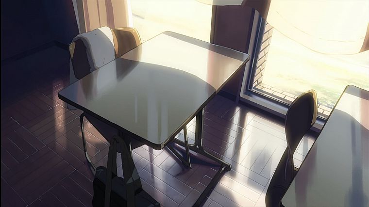 школа, Макото Синкай, 5 сантиметров в секунду, столы - обои на рабочий стол