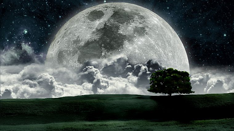 пейзажи, ночь, Луна - обои на рабочий стол
