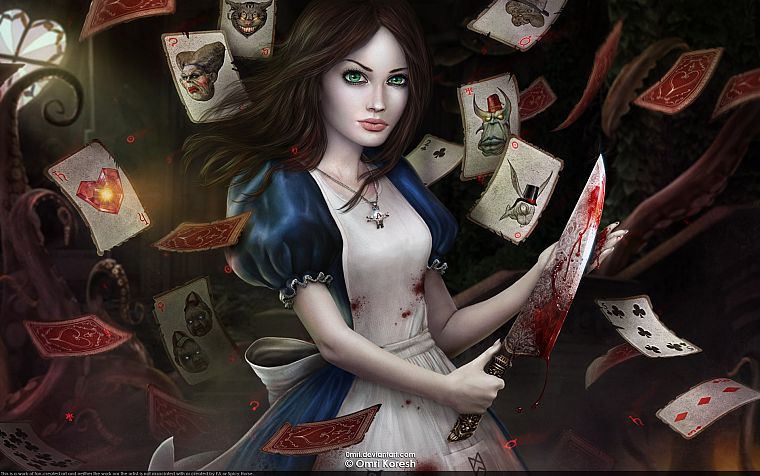 карты, кровь, ножи, Alice : Madness Returns, Американский McGees Алиса - обои на рабочий стол