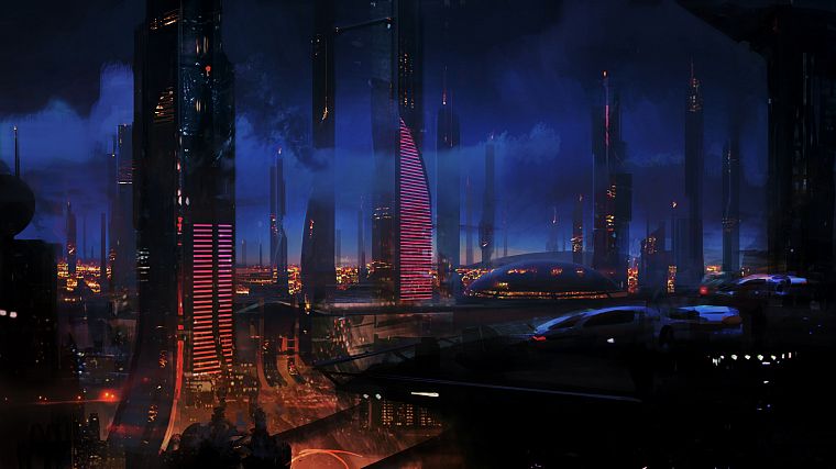 футуристический, Mass Effect, научная фантастика, город небоскребов - обои на рабочий стол