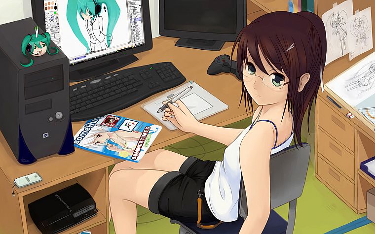 ПК, аниме девушки - обои на рабочий стол