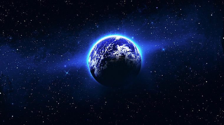 космическое пространство, звезды, Земля, Светло-синий земля - обои на рабочий стол